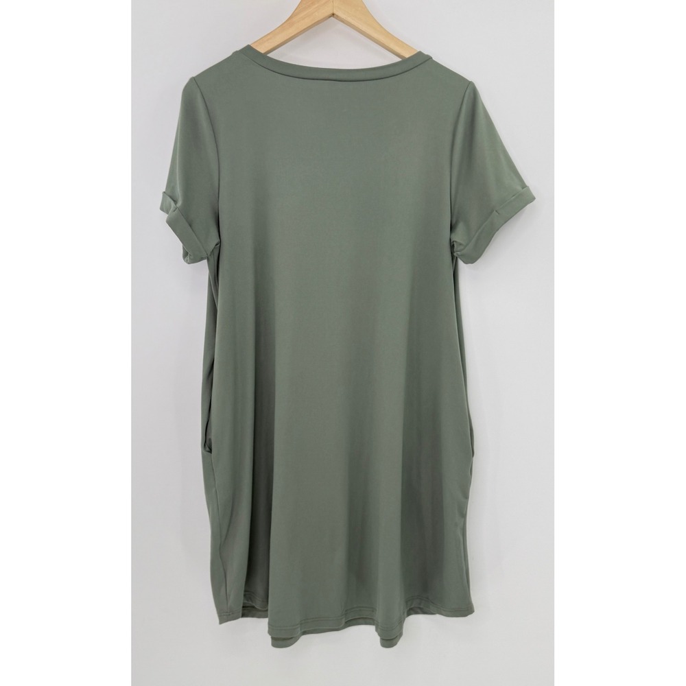 MTS Women's Green T-Shirt Dress Short Sleeve Size L Stretch Comfort Simple - Picture 2 of 11